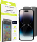PureGear 2-Way Privacy Tempered Glass Screen Protector Compatible w/ Apple iPhone 14 Pro (2022) 6.1 Full Edge-to-Edge Coverage Self Alignment Installation Tray Touch Sensitive Case Friendly Anti