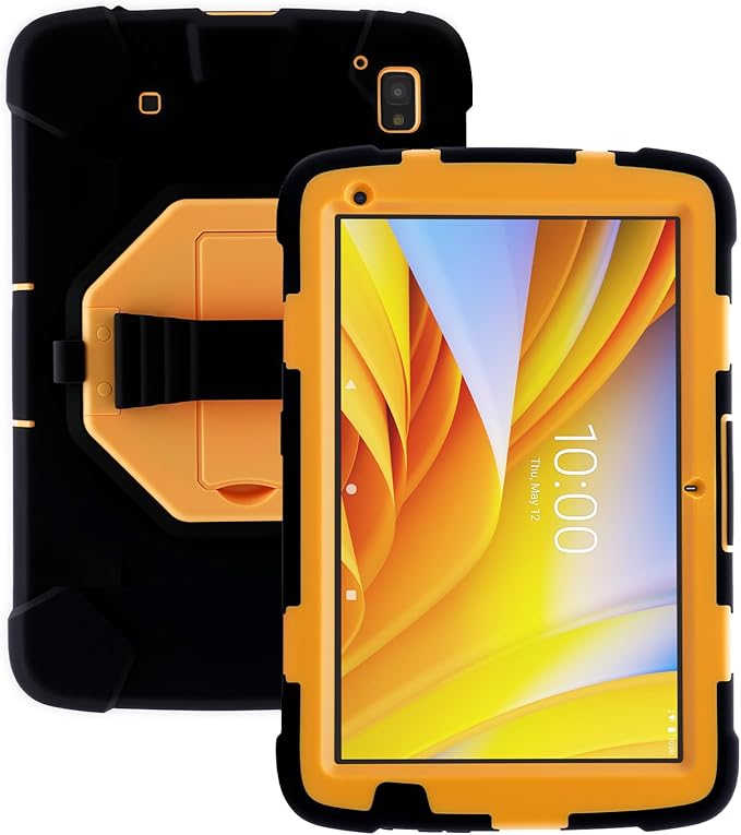 Protective Case for Zebra ET40 ET45 10 Inch Tablet Only Military Grade Shockproof Rugged Cover with Hand Strap &amp Stand SG-ET4X-10EXOSKL1-01 Compatible with Zebra Accessories (Yellow)