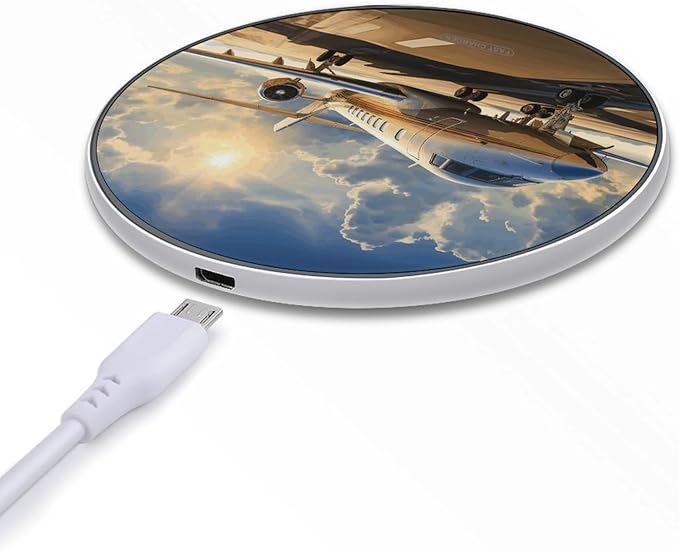 Private Plane Wireless Charger Fast Wireless Charging Pad with USB Cable 10W Anti-Slip Magnetic Wireless Charger Portable Slim Charger Puck Travel Charging Station