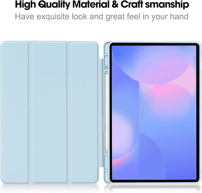 for Galaxy Tab S10 FE Plus Case 13.1 Inch 2025 (Model: SM-X620/SM-X626B) Trifold Stand Cover with S Pen Holder [Auto Wake/Sleep] PU Leather + Soft TPU Back Shell for Tab S10 FE+ 13.1Blue