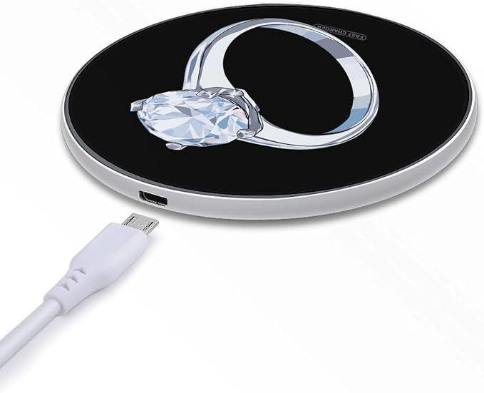 Diamond Ring Fast Portable Charger 10W Funny Graphic Phone Charging Pad with USB Cable