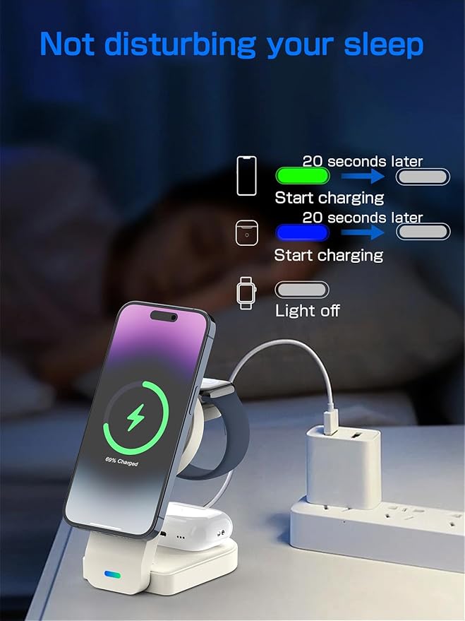 3 in 1 Wireless Charging Station for Apple Wireless Charger 18W White Wireless Charger Stand iPhone Charging Station for iPhone 17 16 15 14 13Apple Watch Airpods Gifts for Men