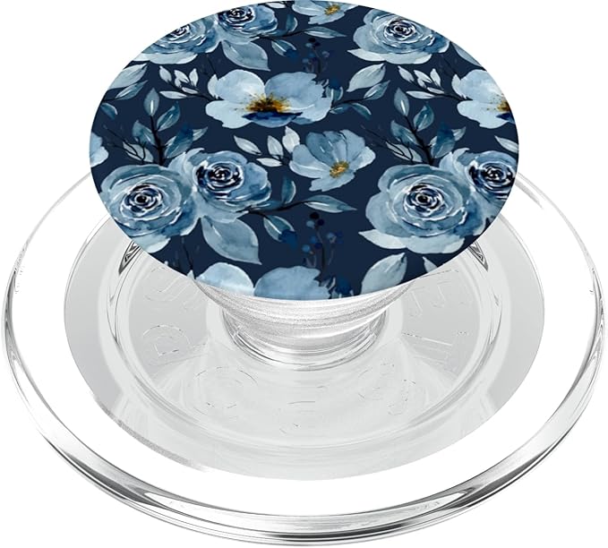 Blue Watercolor Flower Pattern PopSockets PopGrip for MagSafe