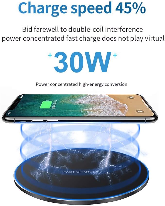 30W Fast Wireless Charger/Charging Pad Compatible with iPhone 14/14 Plus/14 Pro/14 Pro Max/13/13 Mini/SE 2022/12/11/X/8 Samsung Galaxy S23/S23 Ultra/S22/S22+/S21/S20/S10 (White)