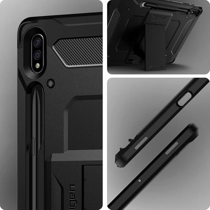Spigen for Galaxy Tab S8+ Plus/S7+ Plus Case (2020) Tough Armor Pro Protective Hard Shell with Kickstand and Built-in S Pen Holder Drop-Proof Dual-Layer Protection 12.4 Inch Black