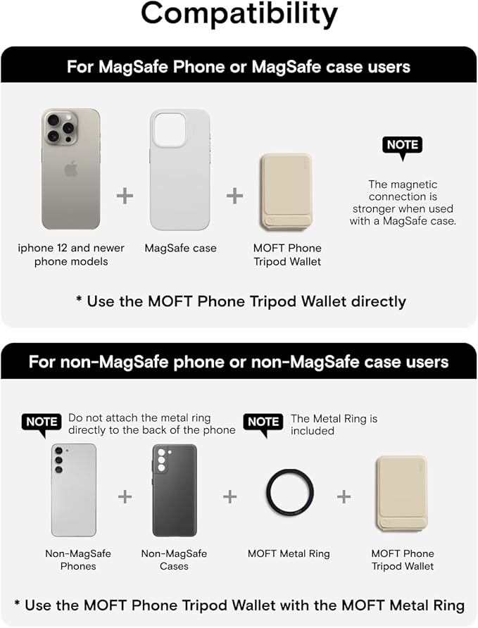 MOFT Phone Tripod Wallet 3 in 1 Phone Stand Magnetic Wallet NFC-Supported Magnetic Phone Stand MOVAS Vegan Leather Adjustable Card Holder Earthen Beige