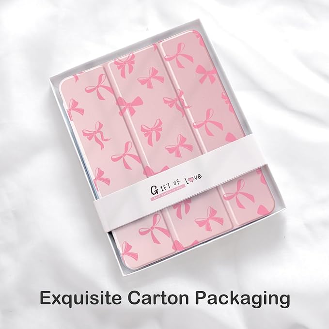Cute Kawaii Pink Bow for iPad (A16) 11th Generation Case 11 Inch 2025 for iPad 10th Generation Case 10.9 Inch 2022 with Pencil Holder Auto Sleep/Wake Pink Leather Clear Acrylic Back Cover