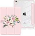Batianda Hybrid Case for iPad Air 2022 (5th Generation M1 Chip) / iPad Air 4th 2020 10.9 inch [Built-in Pencil Holder] Shockproof Cover with Clear Transparent Back Shell TPU BumperFloral Branch