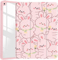 Lovely Rabbit Case for iPad Air 11 M3(2025)/ M2(2024)iPad Air 5th(2022)/ 4th (2020) Gen 10.9 Clear Hard Back Hybrid Casewith Pencil Holder Trifold Stand Tablet Cover for Women
