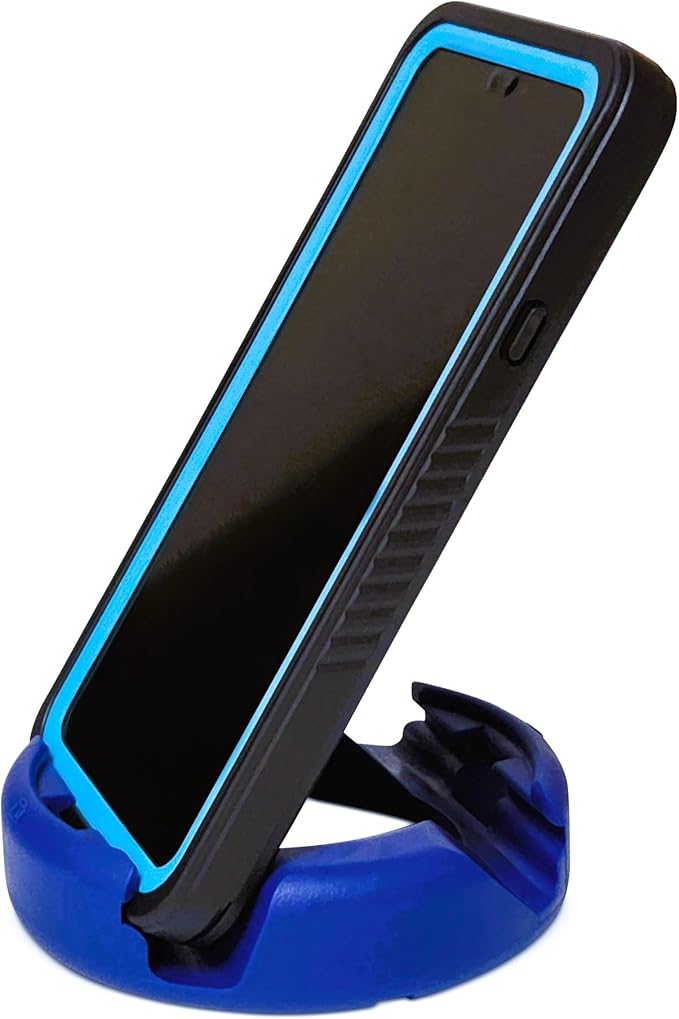 GoDonut Plus+ - Smartphone and Tablet Stand - Compatible with Lager Cases with Charging Port Access - for use at Work at Home Travel and on-the-go (Blue)