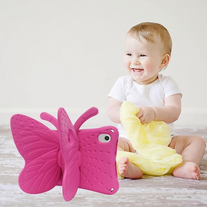 Kids Case for Walmart Onn 8 Inch Tablet 2024 Model 100135923 Cute Butterfly Kid Proof EVA Foam Protective Stand Cover for Onn 8.0 Tablet Gen 4 - Magenta