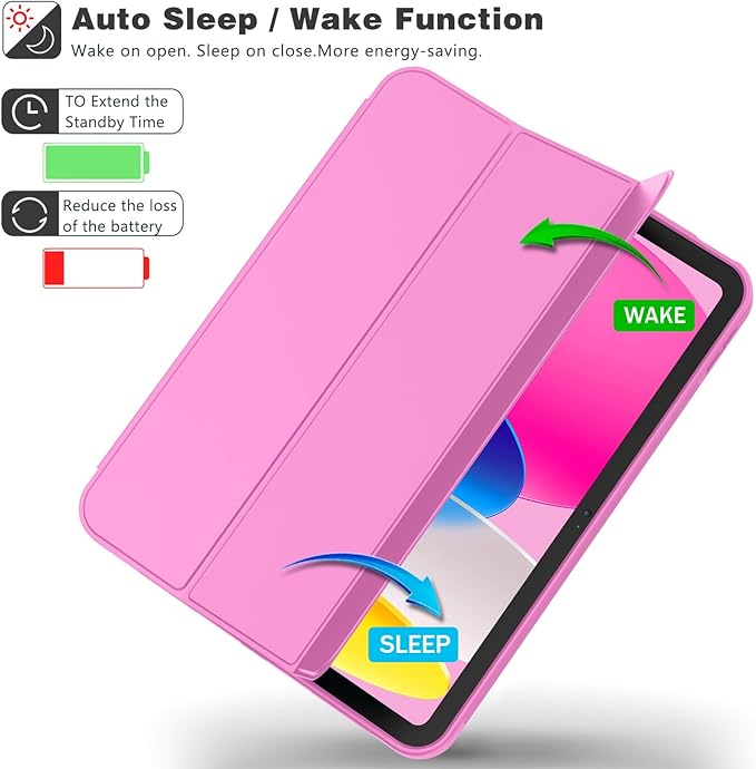 Case for iPad (A16) 11 Inch 2025/iPad 10th Generation 10.9 Inch 2022 Slim Trifold Stand Protective Cover with Pencil Holder and Soft TPU BackSupport Auto Sleep/Wake (Peach Red)