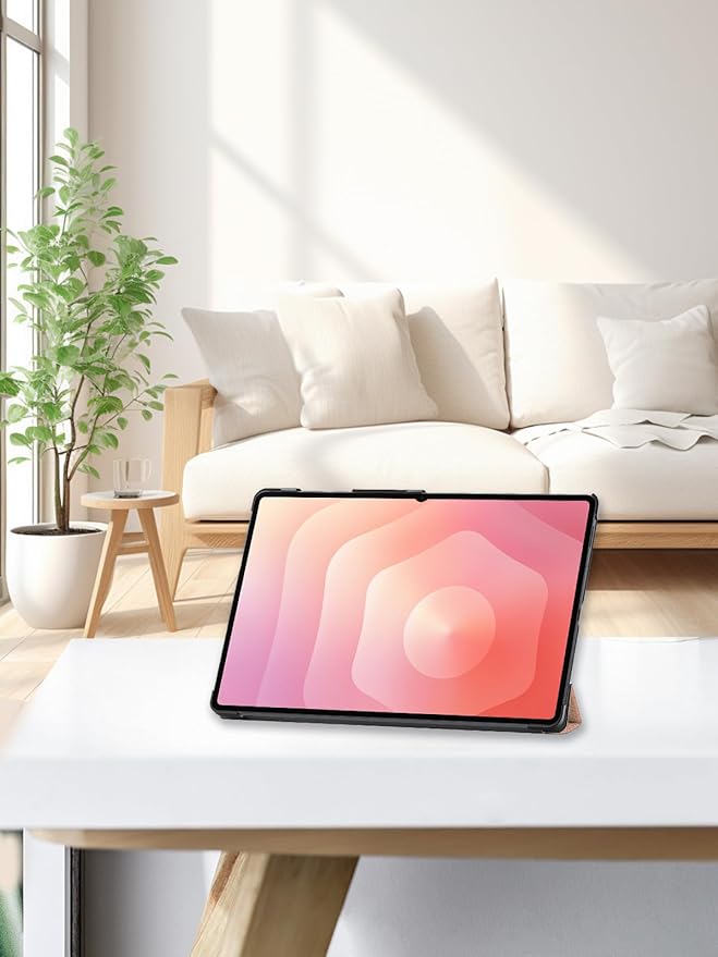 for Samsung Galaxy Tab S11 Ultra 2025 Android 14.6 Inch Tablet CaseBOVUGAC Tri-fold Tablet Case Cover for Galaxy Tab S11 Ultra 14.6Full Protection Premium PU Scratch Resistant.(Rose Gold)