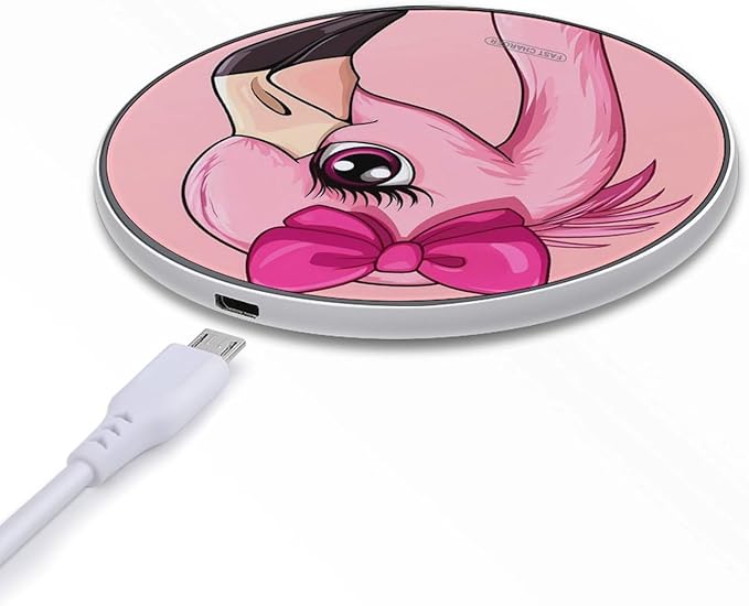 Cartoon Flamingo Wireless Charger Anti-Slip Wireless Charging Pad Slim Charger Mat for Men Women