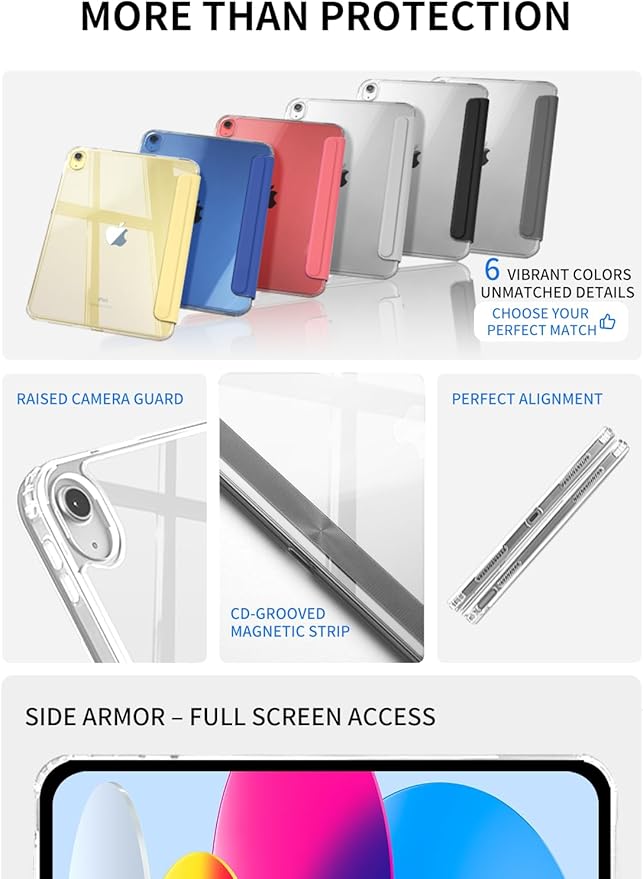 for iPad (A16) 11th/10th Generation Case (2025/2022) - Magnetic Detachable Portrait/Landscape Stand Cover with Hard Shell Back5 Standing AnglesAuto Wake/Sleep Slim &amp LightDark Gray