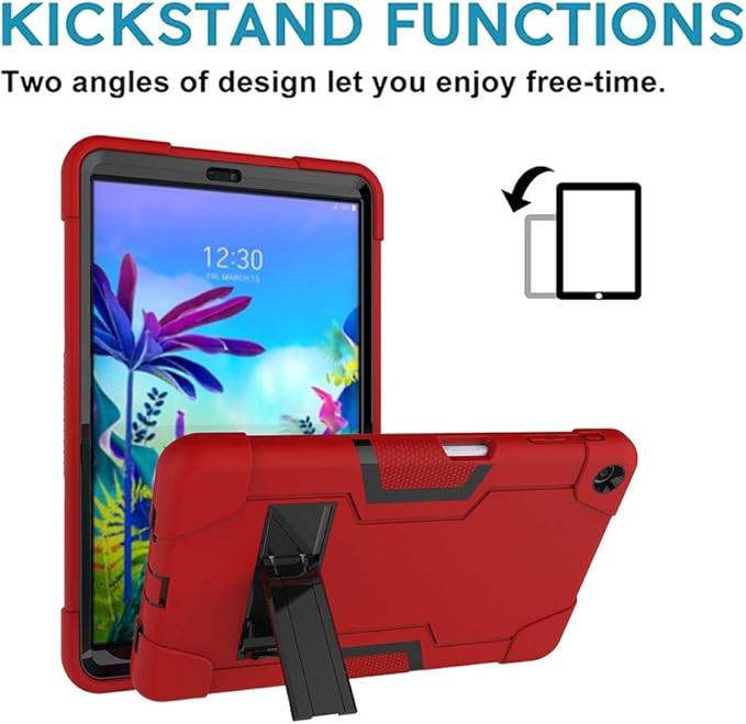 Mignova Case for LG G Pad 5 10.1 inch Tablet Case Hybrid Kids Friendly Shockproof Hybrid Case Come with for LG G Pad 5 10.1 inch FHD Tablet 2019 Tempered Glass Screen Protector (Red/Black+1 Pcs)