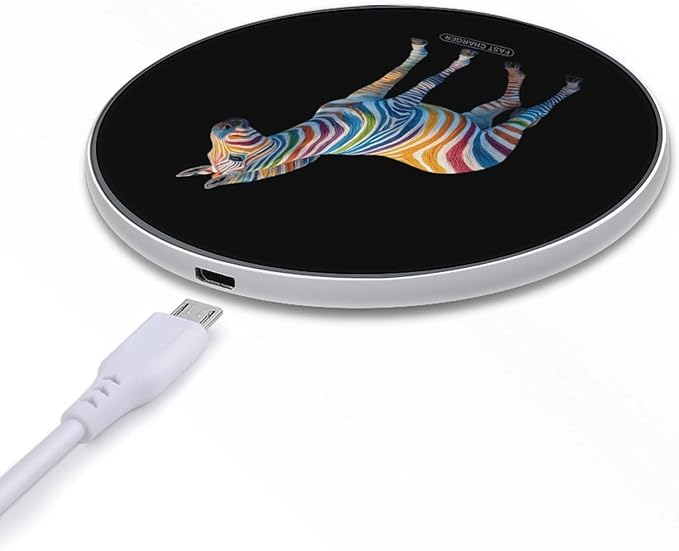 Zebras Rainbow Stripes Fast Portable Charger 10W Funny Graphic Phone Charging Pad with USB Cable
