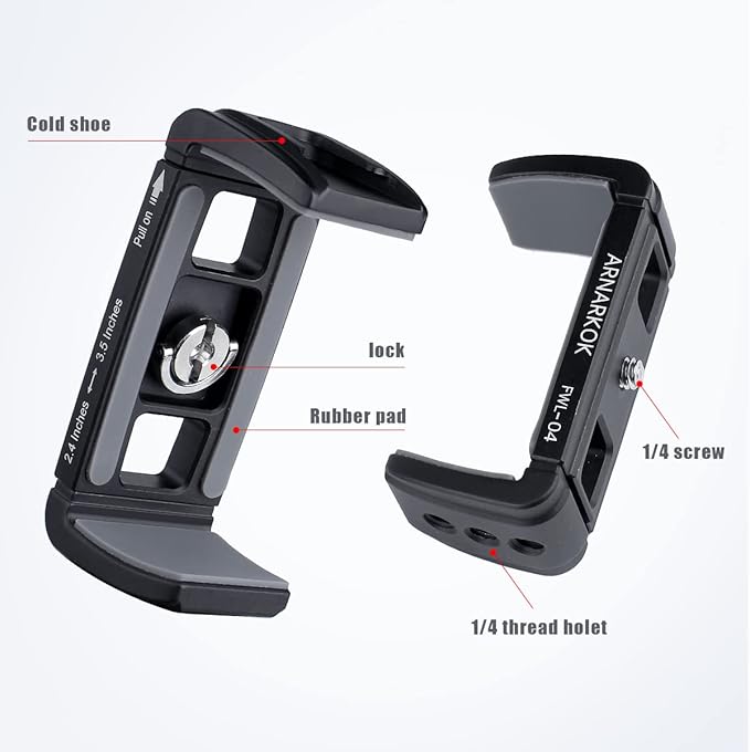 Power Bank Clamp HolderCamera Cagewith 1/4 ScrewCold Shoe MountPhone Holder Clip [Thick Case &amp Big Phones Friendly]Radar Detector Mount for Truck Compaitbale with Anker Power Bank