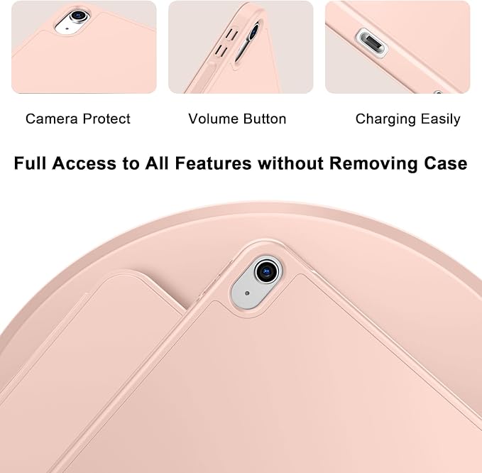 Case for iPad (A16) 11 Inch 2025/iPad 10th Generation 10.9 Inch 2022 Slim Trifold Stand Protective Cover with Pencil Holder and Soft TPU BackSupport Auto Sleep/Wake (Bisque)