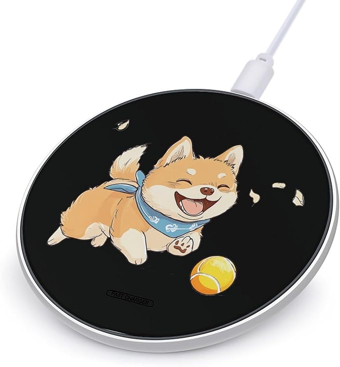 Shiba Inu Puppy Dog Playing Phone Charger Magnetic Charging Pad Anti-Slip with USB Cable