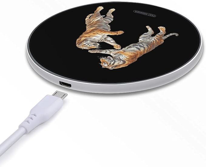 Tigers Fighting Fast Portable Charger 10W Funny Graphic Phone Charging Pad with USB Cable