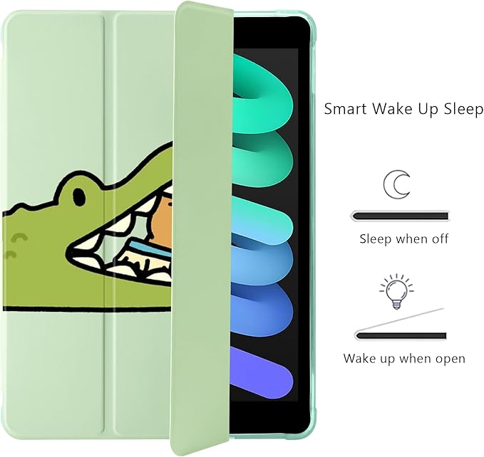 Cute Kawaii Capybara Crocodile for iPad Air 3 Case with Pencil Holder Auto Sleep/Wake Green Leather Soft TPU Back Cover for iPad Pro 10.5 Inch 2017
