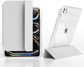 Slim Case for iPad Pro 11 Inch 4th/3rd/2nd Generation (2022/2021/2020) Clear Case with Pencil Holder Slide to Separate Auto Sleep/Wake Detachable Trifold with Stand Leather Cute Cover (Grey)