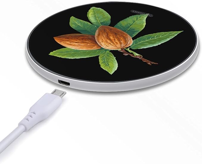Almond Nut Fast Portable Charger 10W Funny Graphic Phone Charging Pad with USB Cable