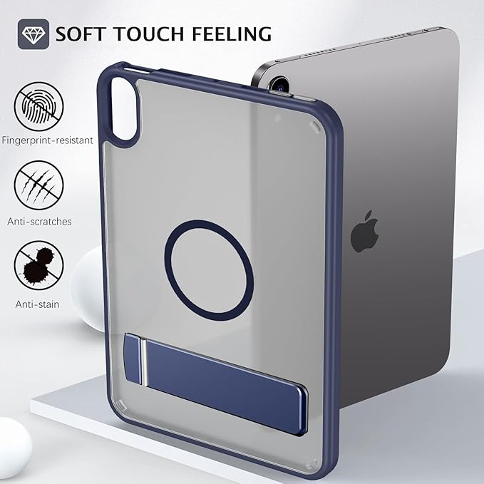 Telaso for iPad mini 7 A17 Pro 2024/iPad Mini 6 2021 Case iPad mini 7th/6th Gen Magnetic Case with Invisible Portrait/Landscape Stand Translucent Matte Back Soft TPU Bumper Cover Navy Blue