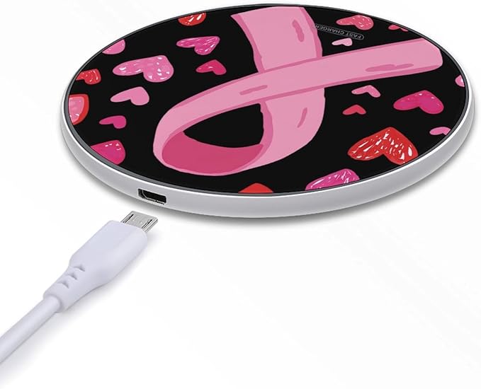Breast Cancer Awareness Fast Portable Charger 10W Funny Graphic Phone Charging Pad with USB Cable