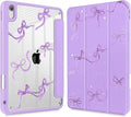 May Chen for iPad Air 11-inch M4/M3/M2 (2026/2025/2024) iPad Air 5th/4th 10.9 Inch - Shockproof Cover with Clear Back Shell &amp Penceil Holder Auto Wake/Sleep Stand Cover Purple Bows