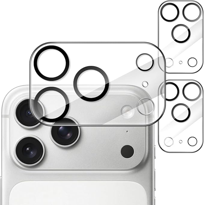 3 Pack for iPhone 17 Pro Screen Protector Privacy Full Cover Glass + 2 Camera Lens Protector 9H+ Tempered Glass Military Grade Shatterproof Anti Spy Bubble Free Auto installation Frame