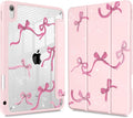 Tuiklol Case for iPad 11 inch (A16 Chip) 2025 Generation 11th / iPad 10.9 inch 2022 10th Gen Buit in Pencil Holder with Shockproof Cover Clear Transparent Back Shell Auto Wake/Sleep Bow-Pink