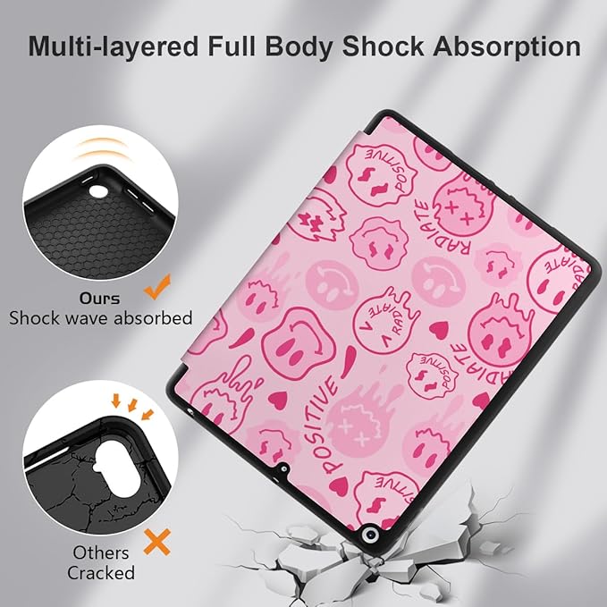 DONGKE Case Compatible with iPad 10.2 Inch 2021 2020 2019 iPad 9th/8th/7th Generation with Pencil Holder Slim Stand Protective Case with Soft TPU Back Auto Sleep/Wake Cover Melting Faces