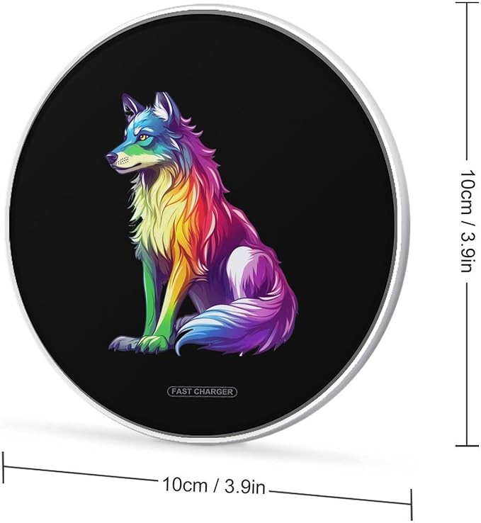 Colorful LGBT Wolf Wireless Charger Anti-Slip Wireless Charging Pad Slim Charger Mat for Men Women