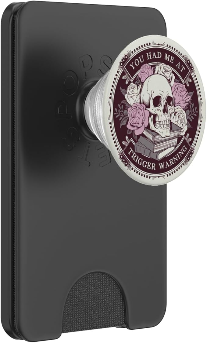 Librarian Skeleton Trigger Warning Book Reading Lover Floral PopSockets PopWallet for MagSafe