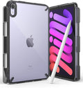 Ringke Fusion [Overcharge Prevention] Compatible with iPad mini 6 Case (6th Generation) and iPad mini A17 Pro Case Transparent Hard Back TPU Bumper Cover with Pen Holder - Smoke Black
