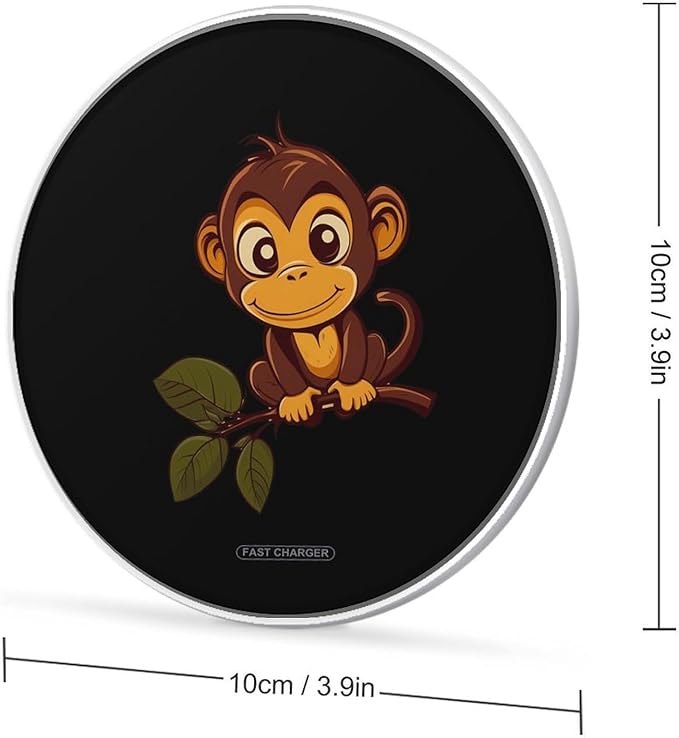 Monkey on Branch Wireless Charger Anti-Slip Wireless Charging Pad Slim Charger Mat for Men Women
