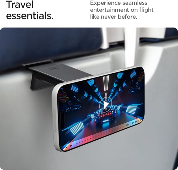 Spigen Airplane Phone Holder MagSafe Phone Mount Travel Essentials and in-Flight Airplane Phone Mount - for iPhones &amp Galaxy Phones with MagSafe Cases &amp Pixel Phones with Pixelsnap