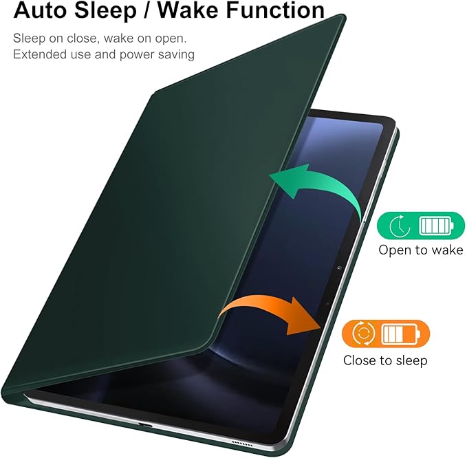 DUNNO Magnetic Case for Samsung Galaxy Tab S10+ Plus /S9+ Plus/S9 FE+ Plus with S-Pen Holder Ultra-Slim Lightweight Folio Tablet Case Auto Wake/Sleep (DarkGreen)