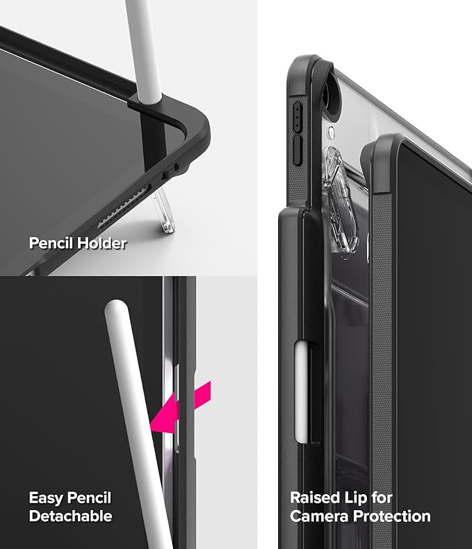 Ringke Fusion Sketch Stand for iPad Air 13 Inch Case (M4 2026 &amp M3 2025 &amp M2 2024) [Cover + Stand] Pencil Holder with Overcharge Prevention Non Yellowing Wobble Free for Writing and Drawing -