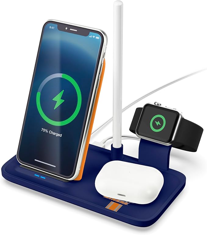 SOAR NCAA 4-in-1 Wireless Charging Docking Station: Fast Charge for iPhone Apple Watch Air Pods &amp Apple Pencil