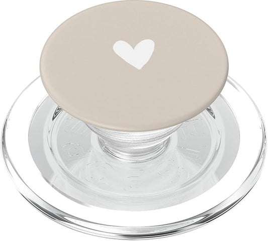Sand/Beige/Tan Heart Minimalist Love PopSockets PopGrip for MagSafe