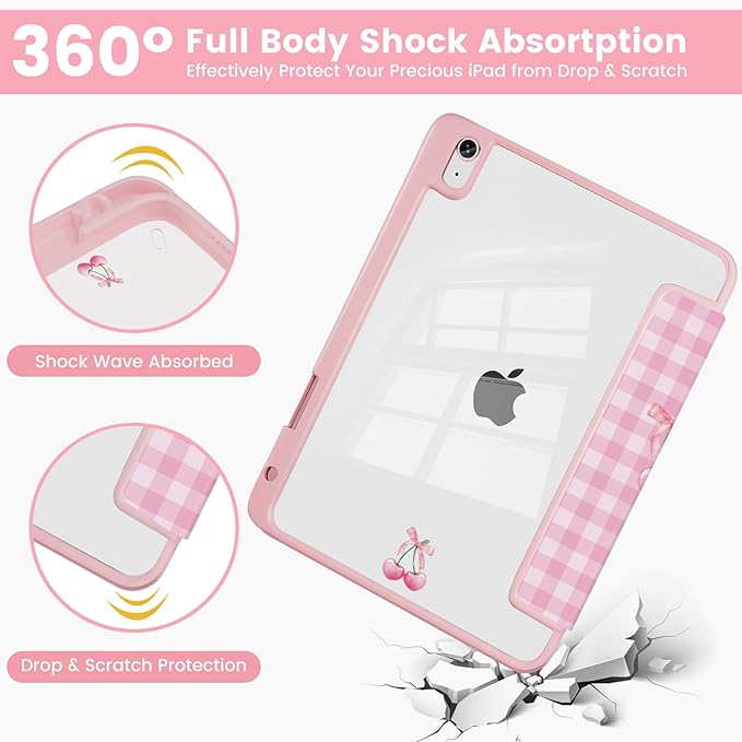 Case Compatible with iPad (A16) 11th Generation 11 Inch 2025/10th Generation 10.9 Inch 2022 Shockproof Hybrid Slim Stand Cover with Clear Back Shell &amp Pencil Holder Auto Wake/Sleep Z004