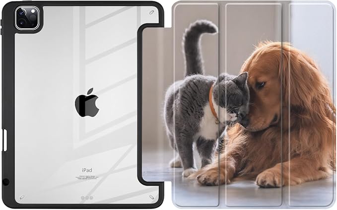 Batianda Case for New iPad Pro 13-inch Case 2025 M5 2024 M4 Chip [Built-in Pencil Holder] Shockproof Cover with Clear Transparent Back Shell Soft TPU BumperAuto Sleep/Wake Dog