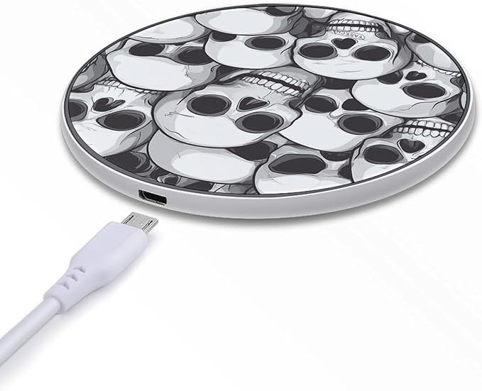 Halloween Skulls Print Wireless Charger Anti-Slip Wireless Charging Pad Slim Charger Mat for Men Women