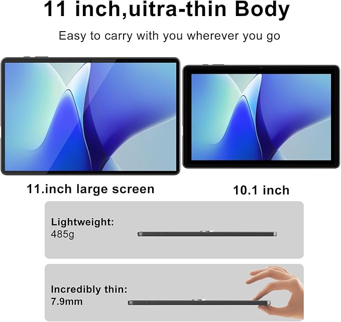 11 inch Tablet 18GB + 128GB Android 15 Tablet 1TB Expandable 13MP Camera Octa-Core Processor 5G WiFi 8000MAH Battery 11'' IPS HD Touchscreen Tableta.