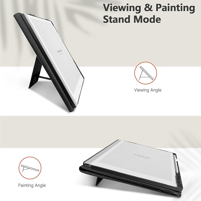 E NET-CASE Case for Remarkable 2 Tablet 10.3 inch (2020 Released) - New Business Design Upgraded Leather Cover for Remarkable 2 Digital Paper with Stand &amp Pen Holder (Black)