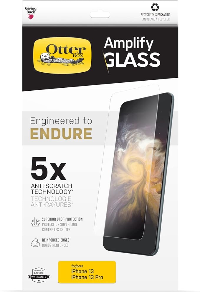 OtterBox AMPLIFY GLASS Screen Protector for iPhone 13 AND iPhone 13 Pro - CLEAR (GEN 2)