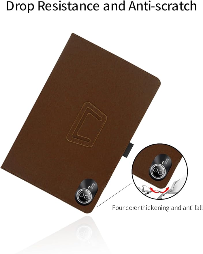 for Urao G140L 2025 14 Inch Android Tablet CaseBOVUGAC Folding Stand Protective Cover with Pencil Holder and Wrist StrapFull Protection Premium PUScratch Resistant(Brown)
